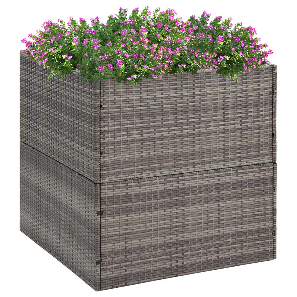 vidaXL Garden Planter Gray 31.5x31.5x31.5 Poly Rattan