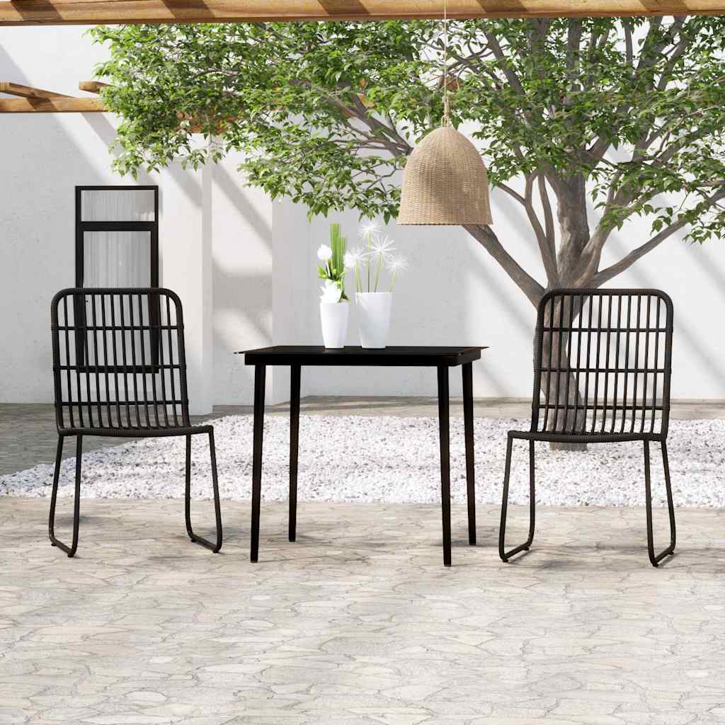 vidaXL 3 Piece Patio Dining Set Black