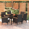 vidaXL 7 Piece Patio Dining Set with Cushions Black