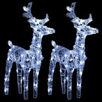 'Vidaxl Christmas Reindeers 2 Pcs, Outdoor Decoration, Made Of Acrylic With Energy-Efficient Led Lights, 8 Lighting Effects, Weather-Proof, Cold White Light, Includes Usb