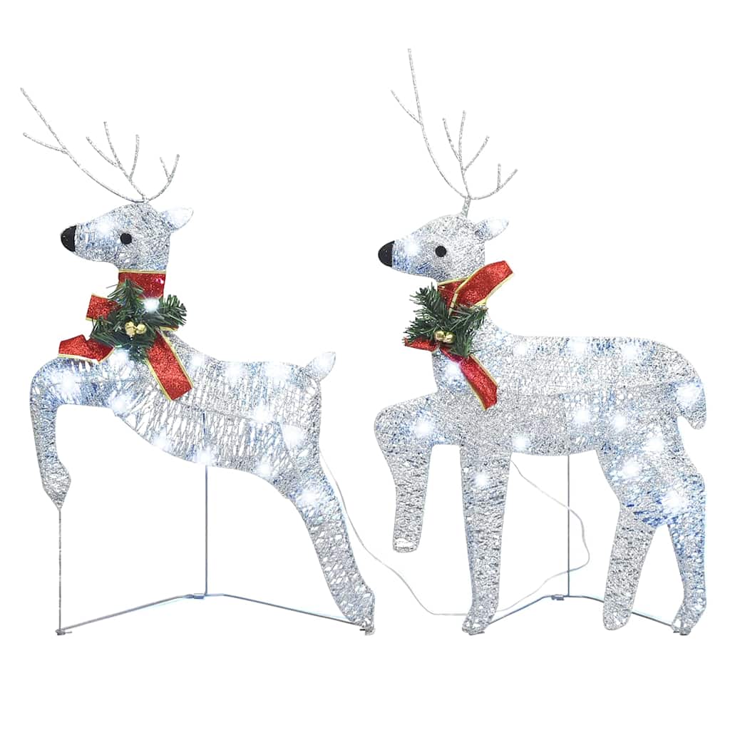 Vidaxl 2-Piece Glowing Christmas Reindeer, Cold White Led Lights, 8 Lighting Modes, Weather-Resistant For Outdoor & Indoor Holiday Yard Decor, With Removable Neck Decoration