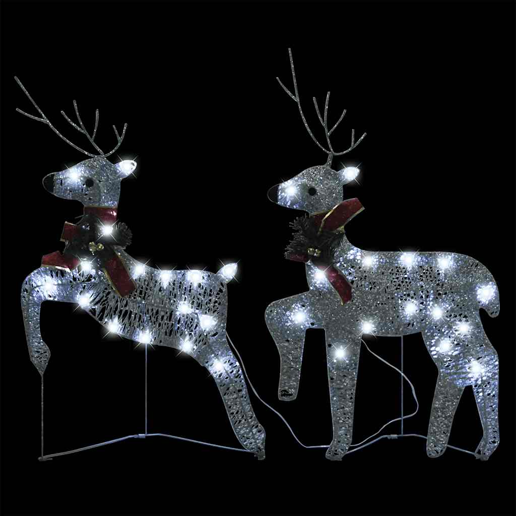 Vidaxl 2-Piece Glowing Christmas Reindeer, Cold White Led Lights, 8 Lighting Modes, Weather-Resistant For Outdoor & Indoor Holiday Yard Decor, With Removable Neck Decoration