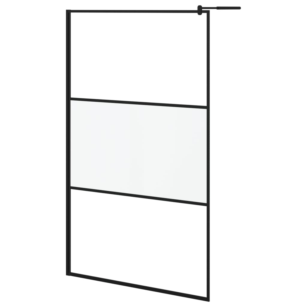 vidaXL Walk-in Shower Wall 45.3''x76.8'' Frosted ESG Glass Black