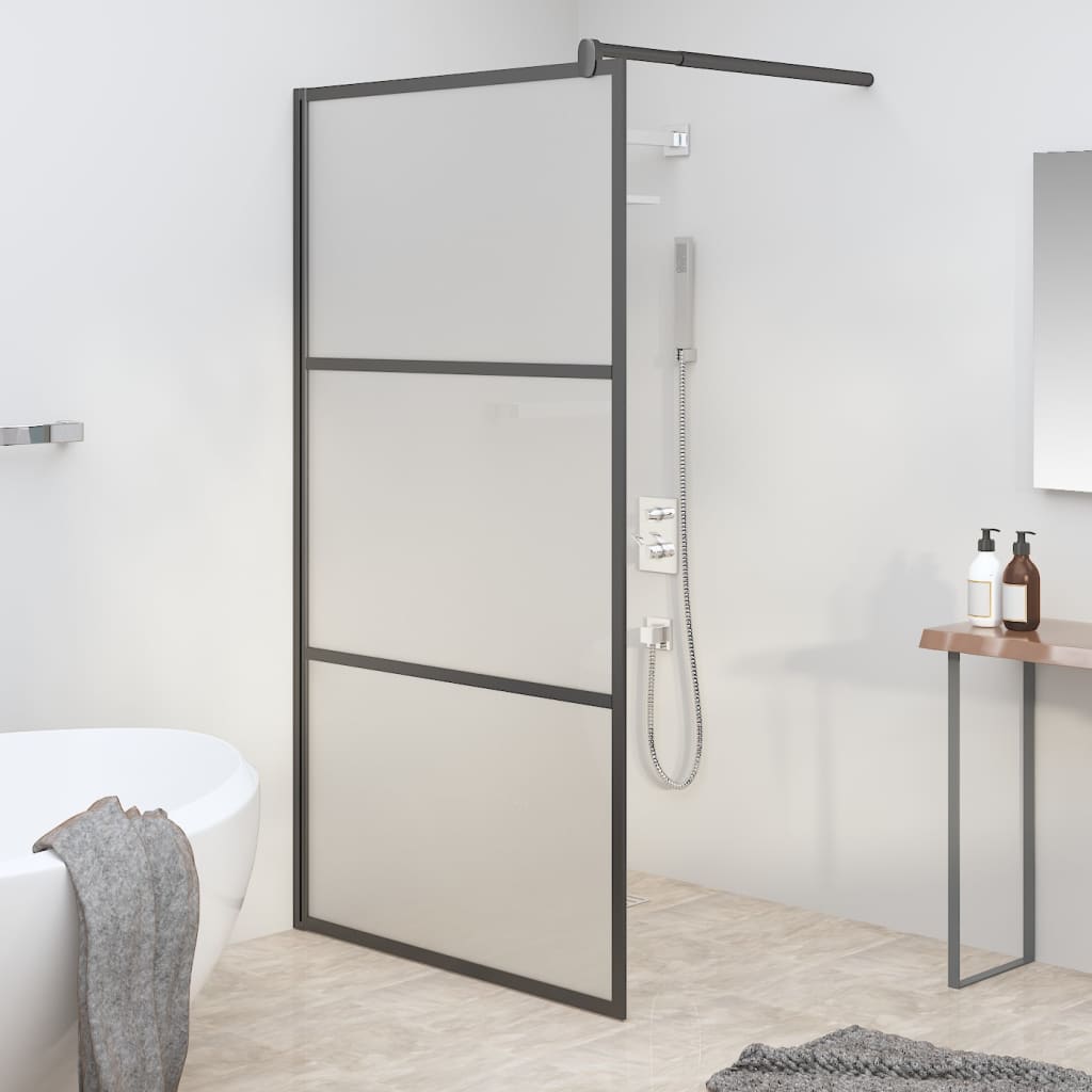 vidaXL Walk-in Shower Wall 45.3''x76.8'' Frosted ESG Glass Black