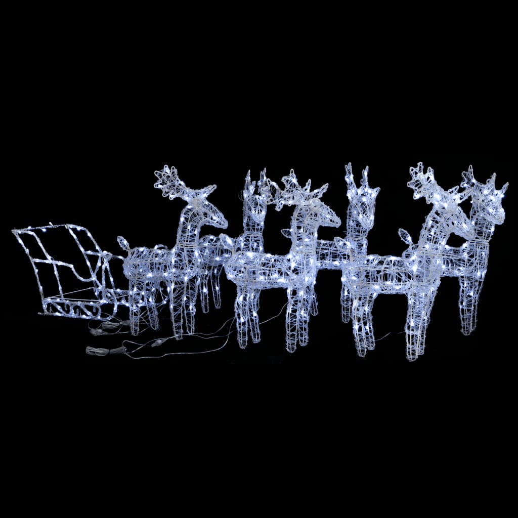 Vidaxl Pre-Lit Stylish Reindeer And Sleigh Design Christmas Decoration – Acrylic, Steel, Pvc – Cold White Led – Weather-Resistant – For Indoor/Outdoor Use
