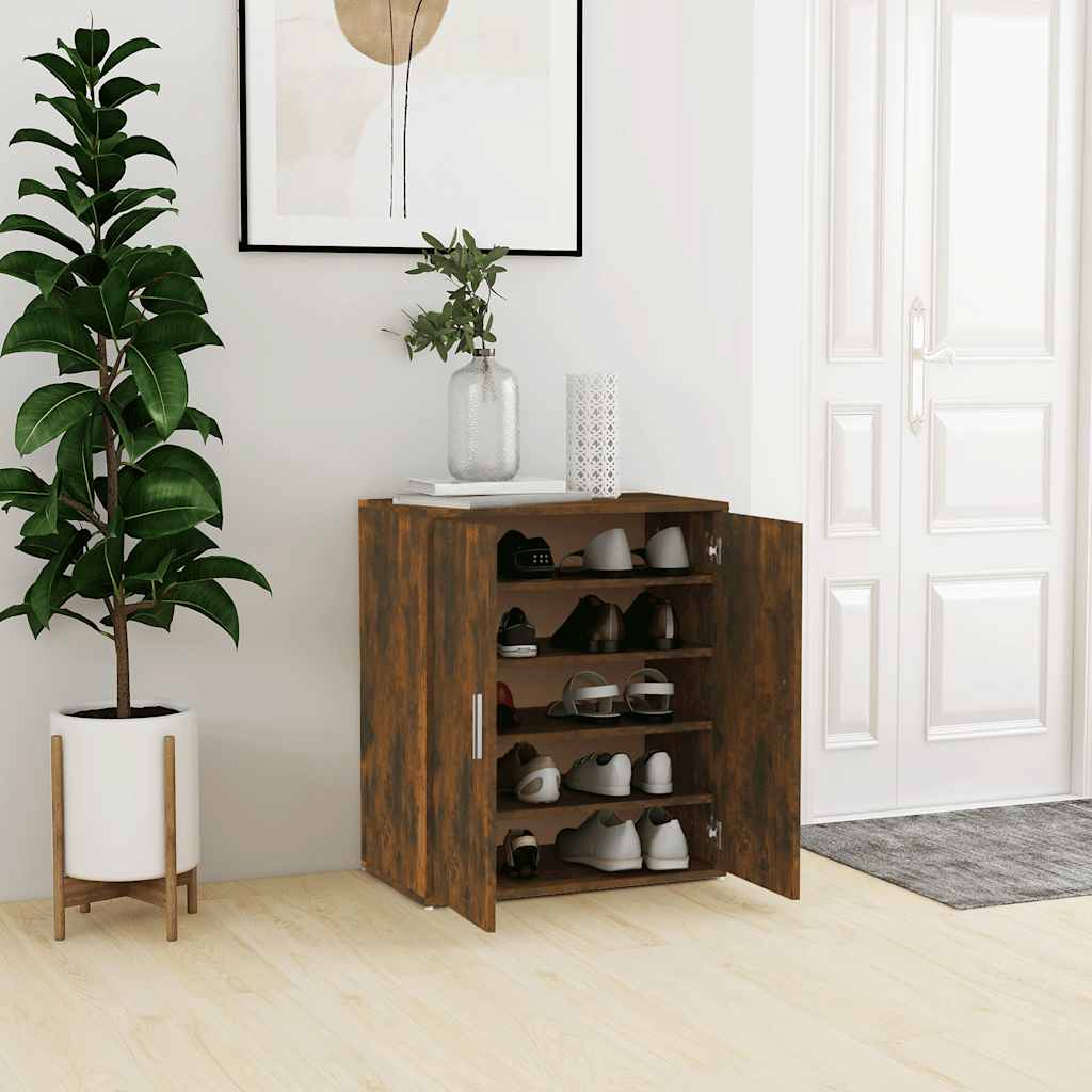 vidaXL Shoe Cabinet Smoked oak Engineered wood Compact Shoe Cabinet