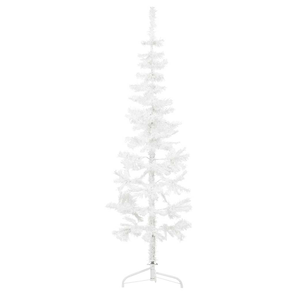 Vidaxl Slim White Artificial Half Christmas Tree - Space-Saving Design, Lifelike Material, Easy Assembly With Stand - Ideal For Small Spaces - 4Ft Height, Modern Style