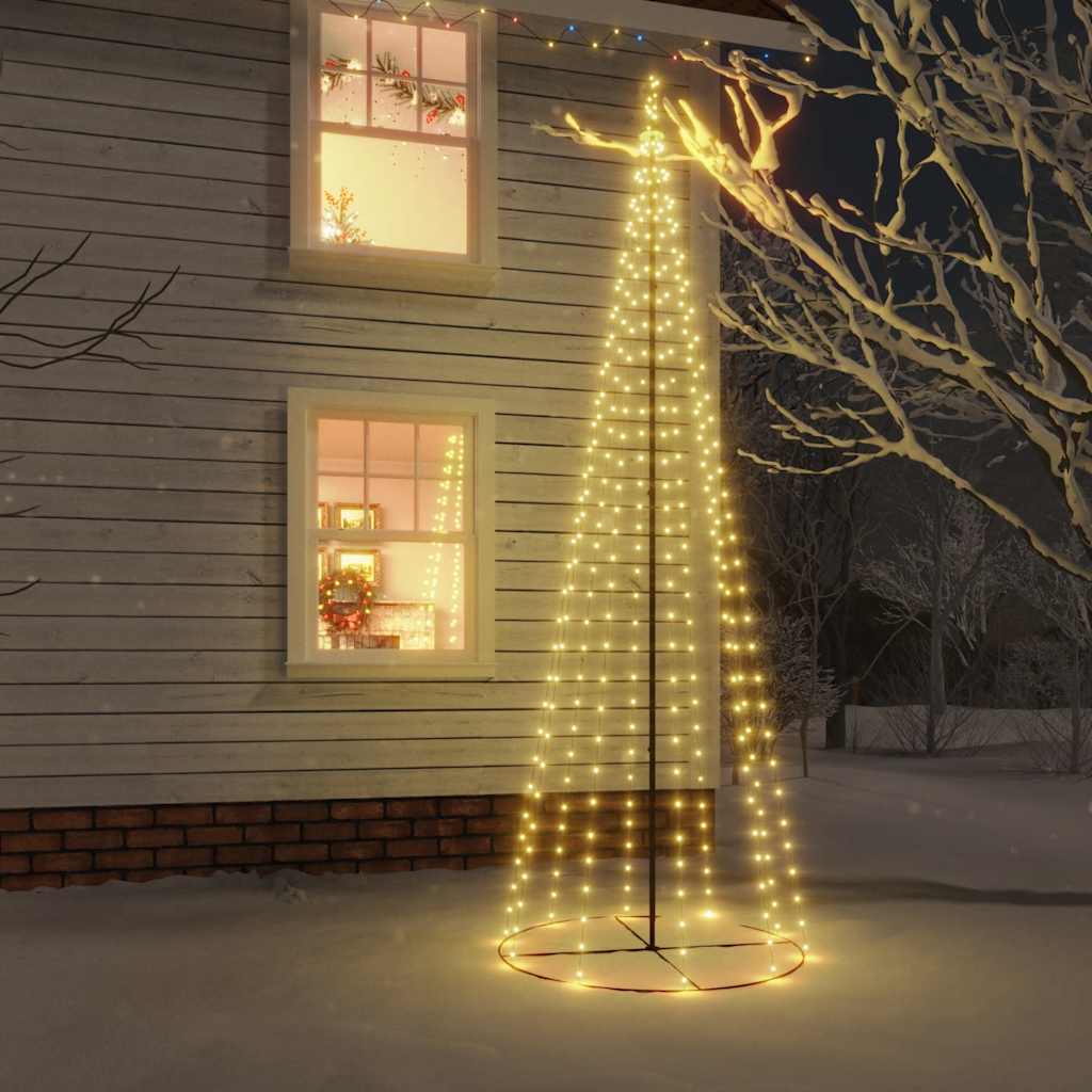 Vidaxl 10 Ft Christmas Cone Tree Light With Star Topper, Indoor And Outdoor Light Decoration With 8 Lighting Effects, 310 Pre-Lit Led Warm White Light, Xmas Holiday Decoration