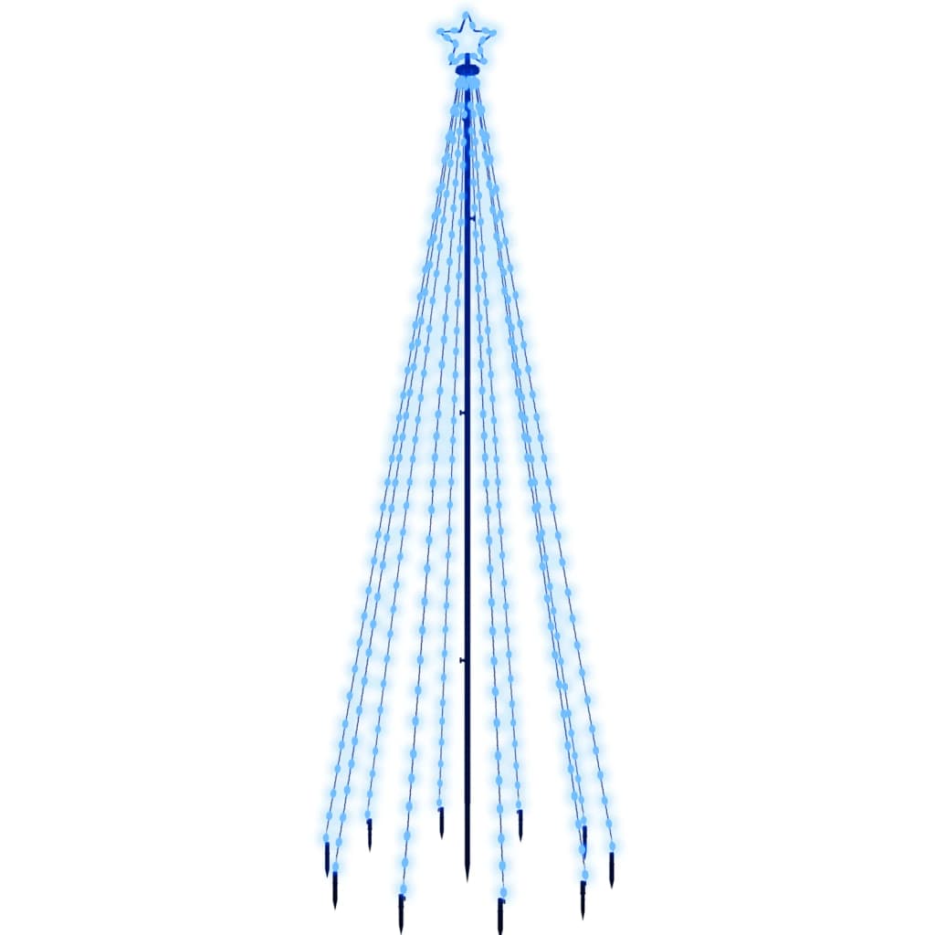 Vidaxl Led Christmas Tree - 10 Ft High With Spike; Modern Blue 310 Leds; 8 Lighting Effects; Compact Design For Easy Storage; Includes Usb Connector & 9.8&quot; Star Light