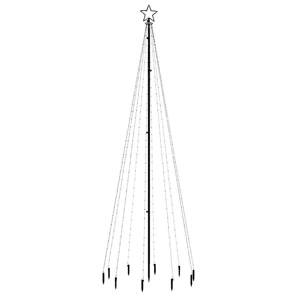 Vidaxl Led Christmas Tree - 10 Ft High With Spike; Modern Blue 310 Leds; 8 Lighting Effects; Compact Design For Easy Storage; Includes Usb Connector & 9.8&quot; Star Light