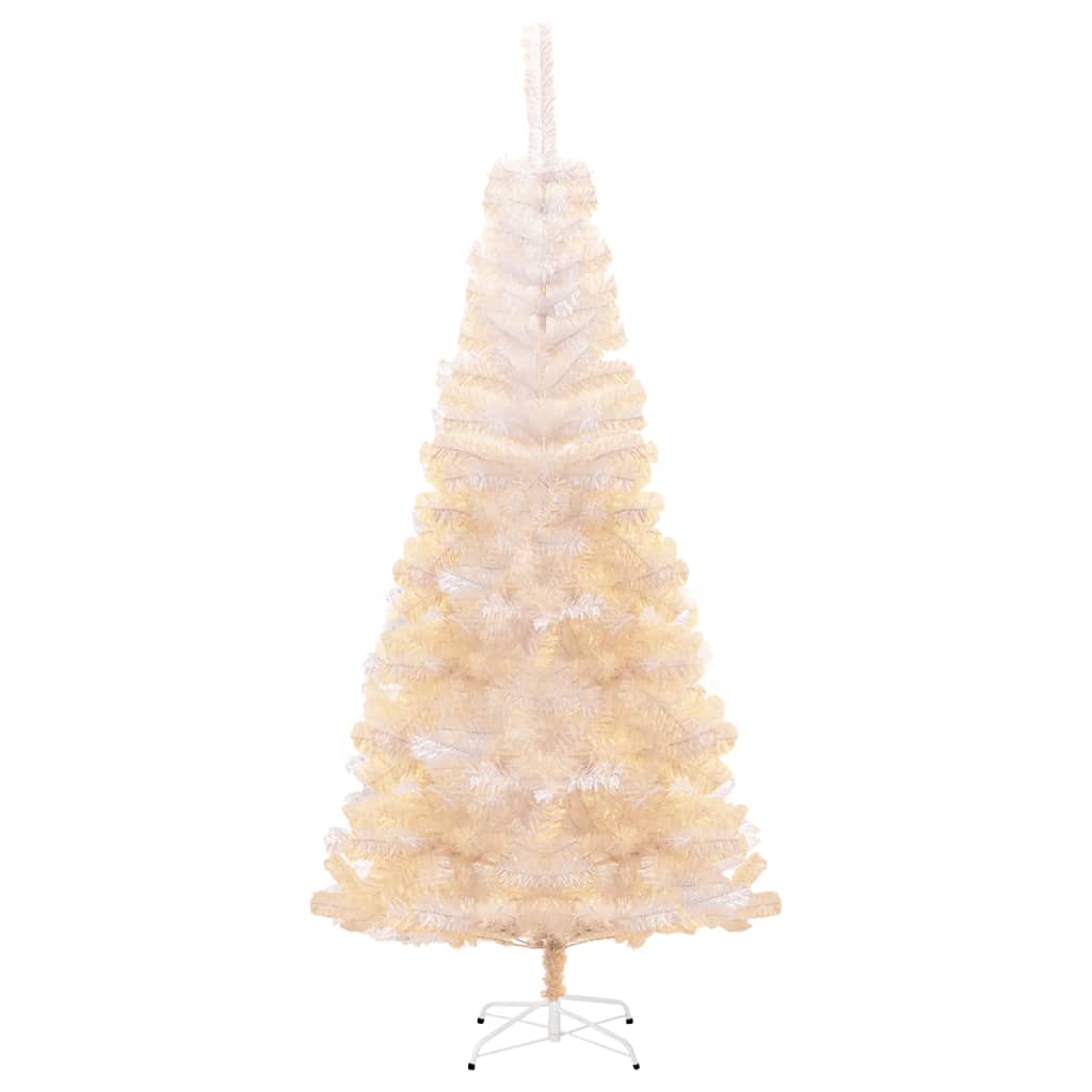 Vidaxl 7Ft White Artificial Christmas Tree With Iridescent Tips - Bushy Realistic Pvc Christmas Trees With Sturdy Steel Stand, Easy Assembly.