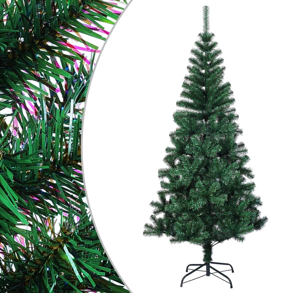 Vidaxl Modern Artificial Christmas Tree With Iridescent Tips, Green, Sturdy Pvc And Steel Construction, 5 Ft Height, Bushy Decoration, Durable For Multiple-Use