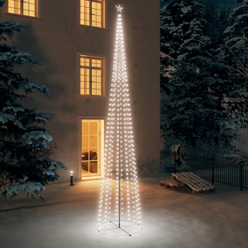 Vidaxl 16 Ft Christmas Cone Tree With Cold White Led Lights – Indoor/Outdoor Use, Weather-Resistant, 8 Lighting Effects, Compact Storage Design, Includes 9.8 Inch Star Light & Ground Spikes