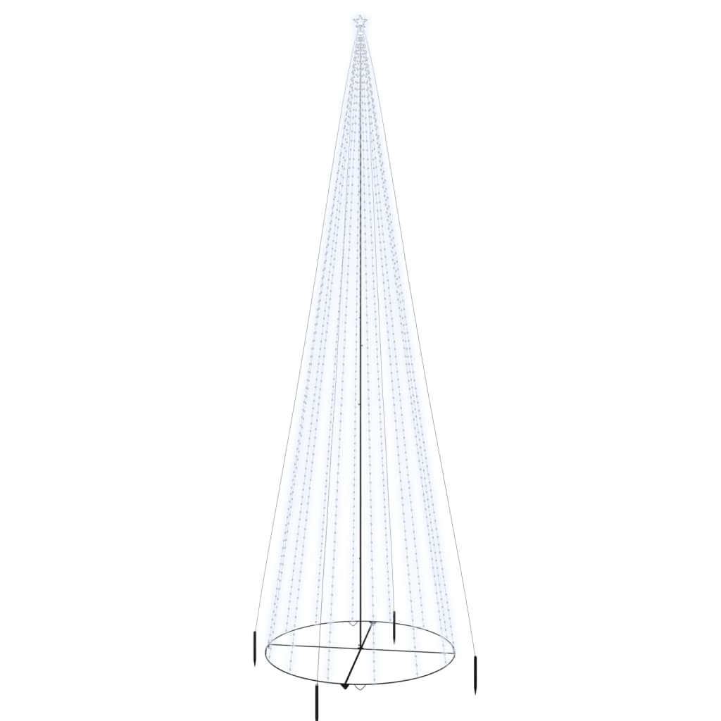 Vidaxl 26Ft High Christmas Cone Tree With Cold White Led Lights - Modern Exterior/Interior Decoration - 1134 Straight-Shaped Leds With Various Lighting Effects