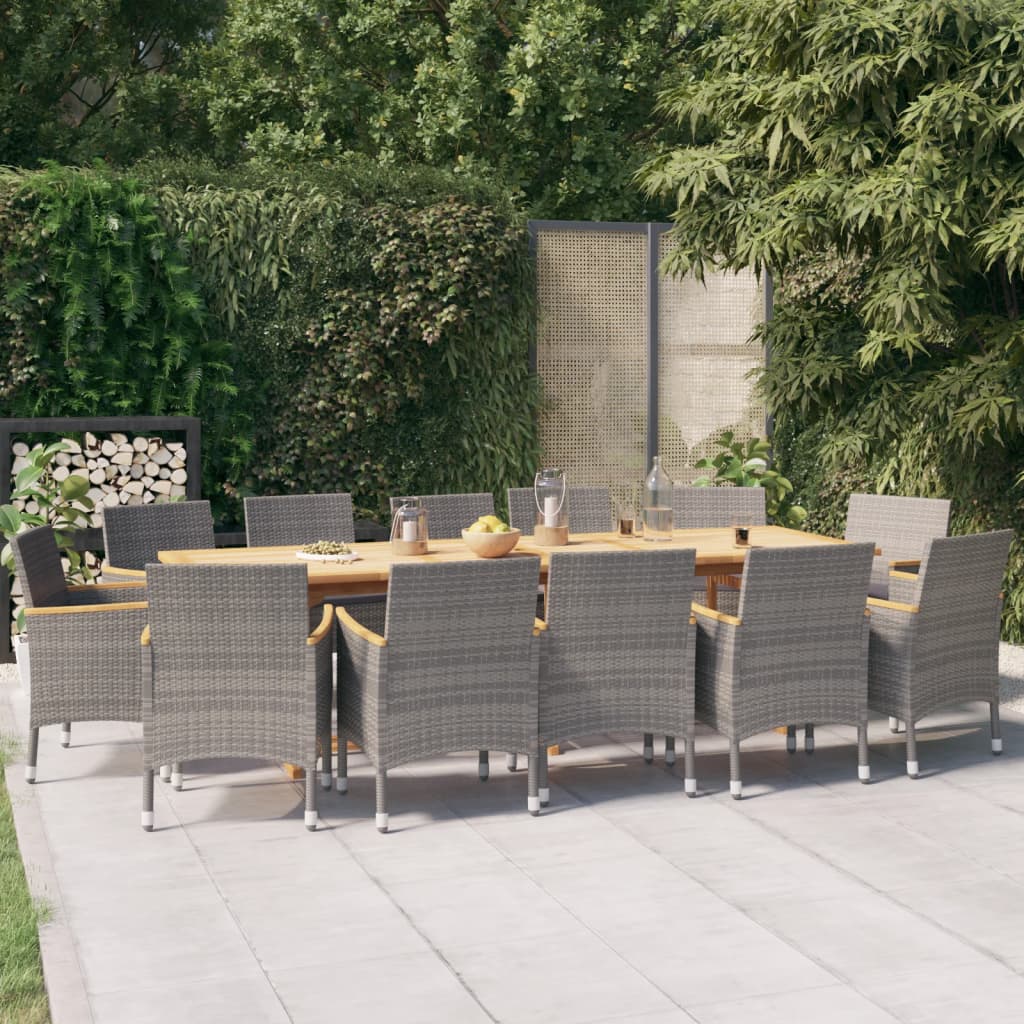 vidaXL 13 Piece Patio Dining Set with Cushions Gray