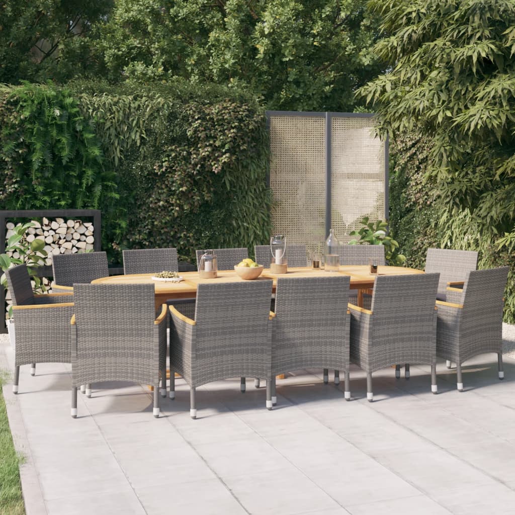 vidaXL 13 Piece Patio Dining Set with Cushions Gray