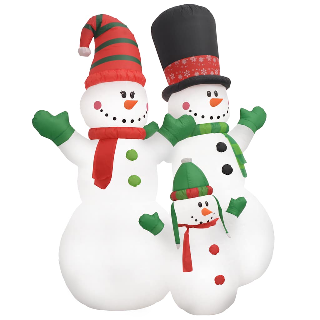 Vidaxl 8Ft Inflatable Snowman Family With Built-In Led Lights, Weather-Resistant Christmas Decoration For Outdoor Use, Quick Setup & Storage