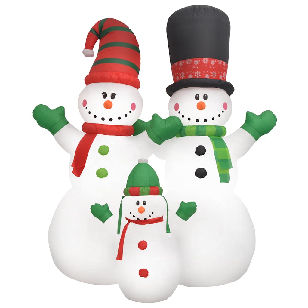 Vidaxl 8Ft Inflatable Snowman Family With Built-In Led Lights, Weather-Resistant Christmas Decoration For Outdoor Use, Quick Setup & Storage