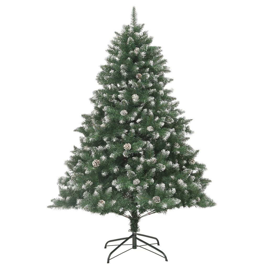 Vidaxl Artificial Pvc Christmas Tree With Stand - 82.7&quot;, Green And White Snow-Flocked Look, Easy Assembly With Hinged Construction, Durable And Sturdy, Comes With 38 Cones And 874 Pointed Tips