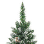 Vidaxl 5 Ft Artificial Slim Christmas Tree With White Snow Decoration And Steel Stand – Green Pvc Holiday Decoration With 10 Cones And 266 Pointed Tips