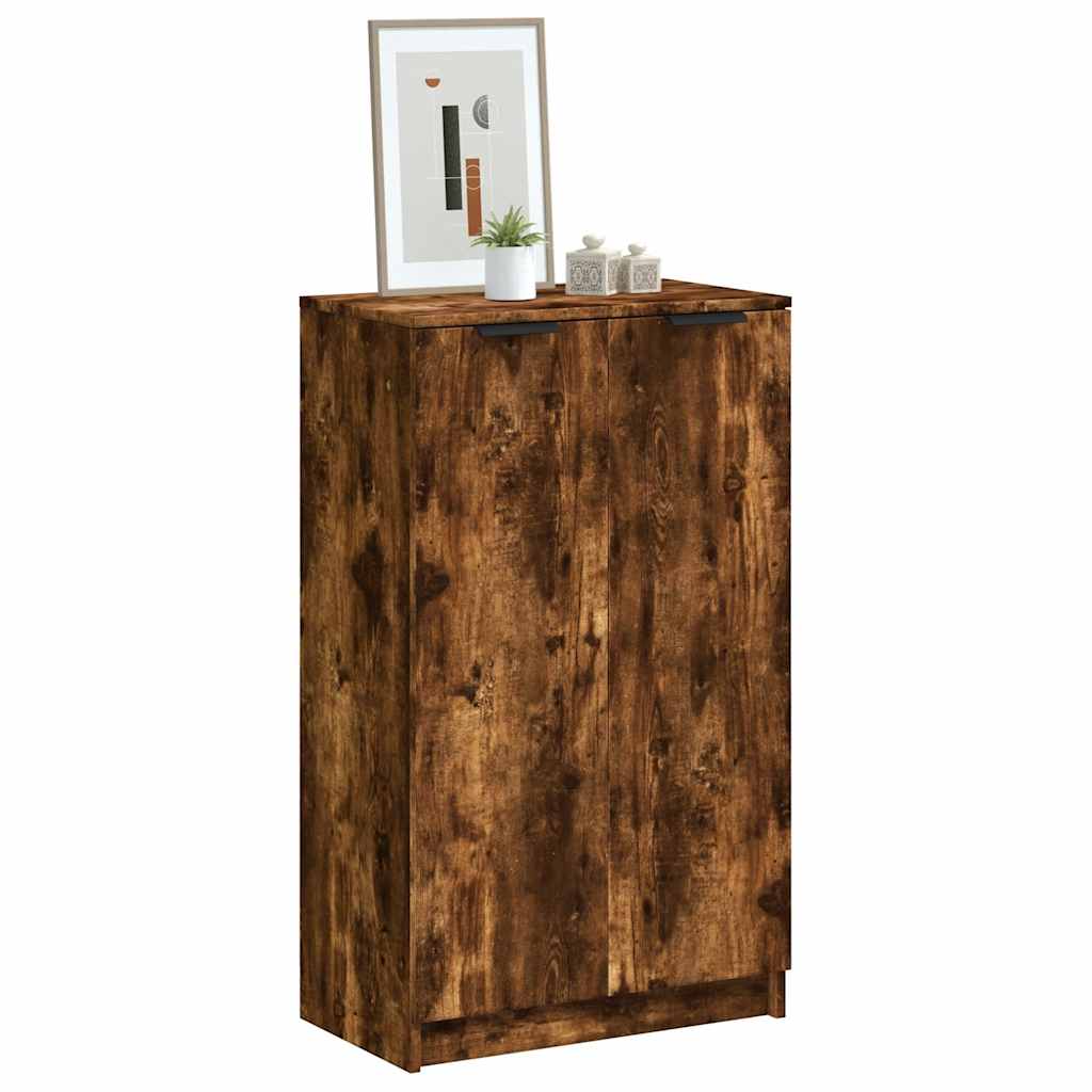 vidaXL Shoe Cabinet Smoked Oak Engineered Wood 23.2 x 13.8 x 39.4 in
