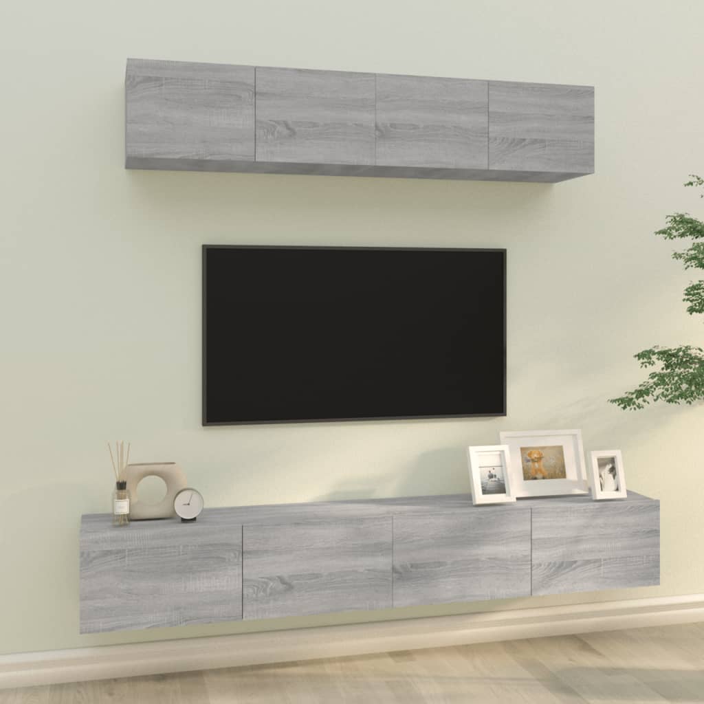 vidaXL 4 Piece TV Cabinet Set Gray Sonoma Engineered Wood