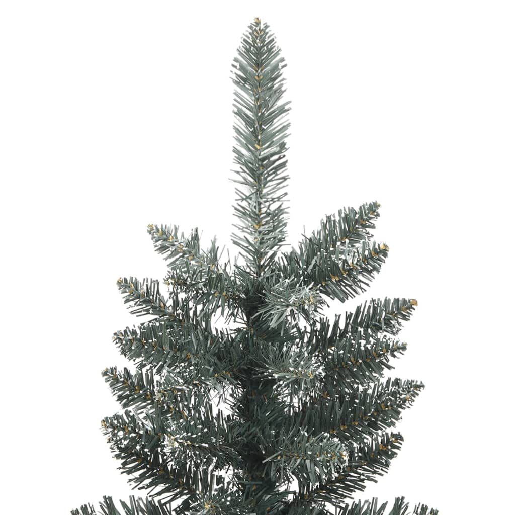 Vidaxl Slim Green/White Christmas Tree With Stand - 4Ft Artificial Xmas Tree With Snow, Bushy Pvc Tips, Stable Steel Base