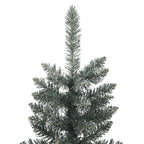 Vidaxl Artificial Slim Christmas Tree – 7Ft Tall Festive Tree With Steel Stand, Decorated With White Snow, 356 Pointed Green Pvc Tips