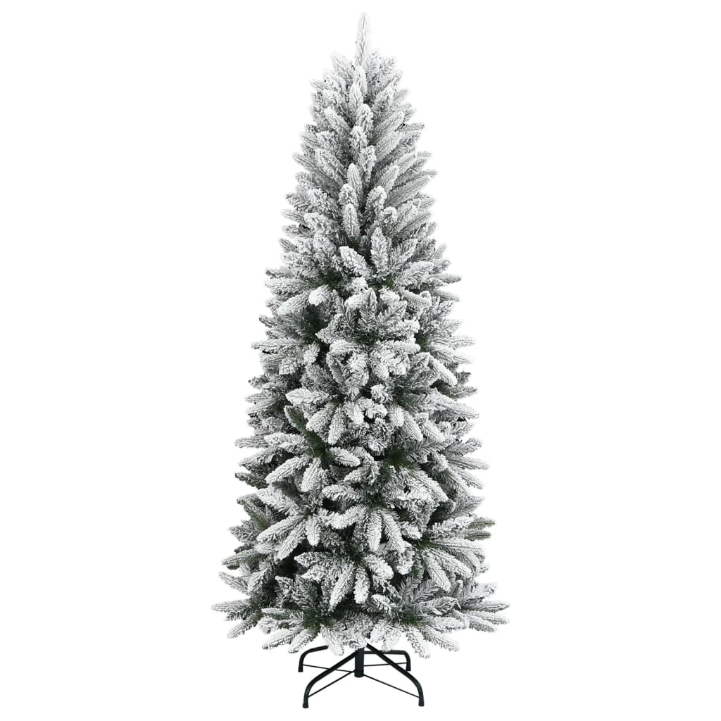 Vidaxl 70.9" Artificial Christmas Tree With Flocked Snow, Pvc/Pe & Steel Construction - Easy Assembly With Hinged Design - Stable Stand - Realistic & Bushy Appearance - Durable & Sustainable
