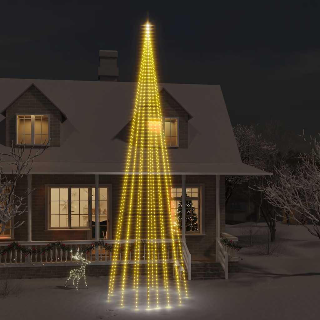 Vidaxl 26 Ft Christmas Tree On Flagpole With 1134 Warm White Leds - Easily Installable, Compact And Versatile Seasonal Decoration