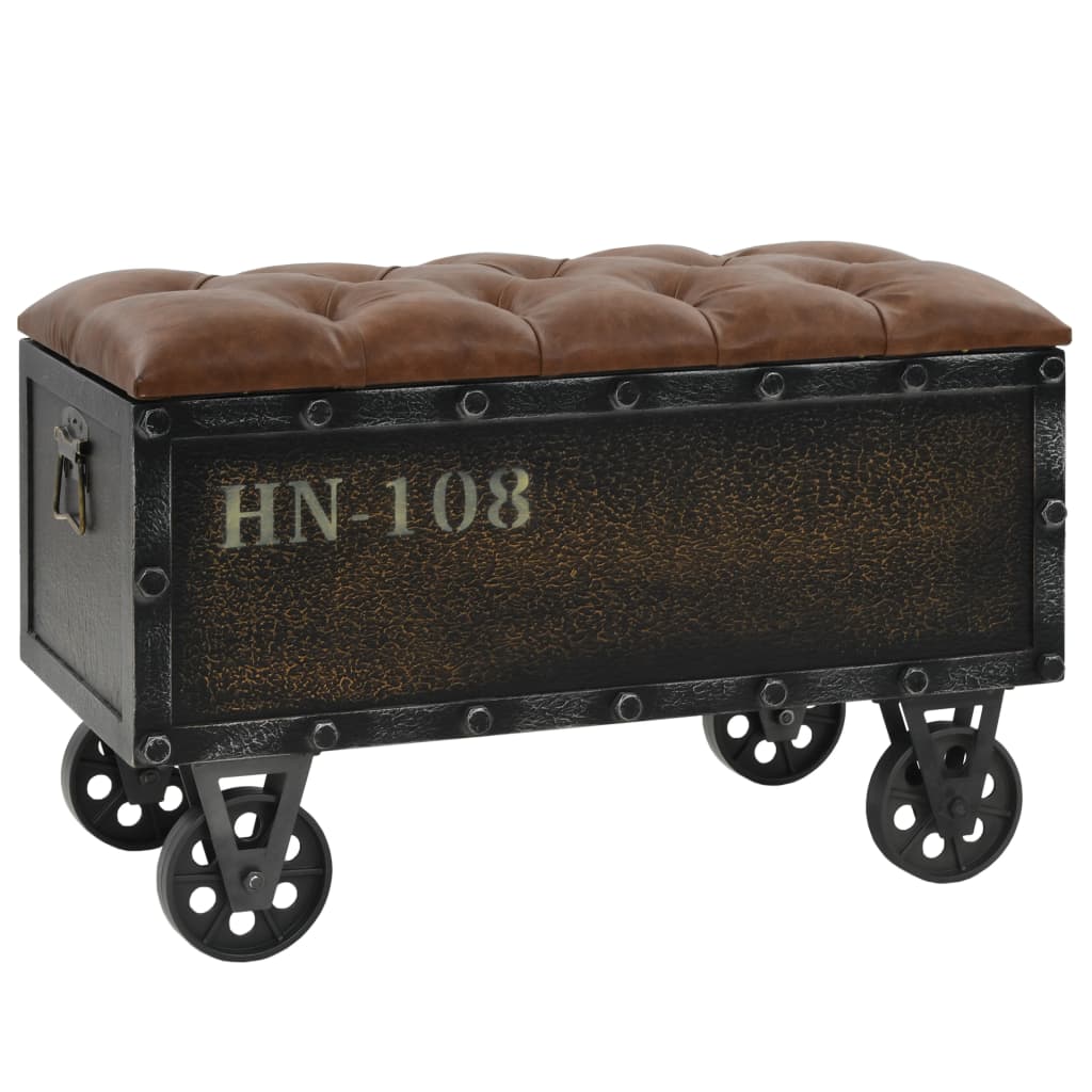 vidaXL Storage Bench with Castors 31.7 Solid Wood Fir