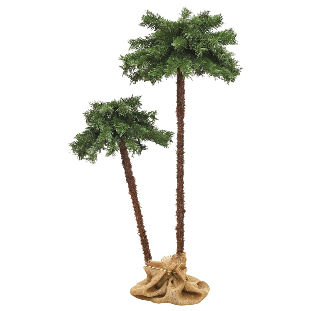 Vidaxl Artificial Double Palm Tree With Leds (41.3&quot;&70.9&quot;) - Green And Brown, Energy-Efficient Led Lights, Perfect For Christmas And Year-Round Decoration, Usb Powered