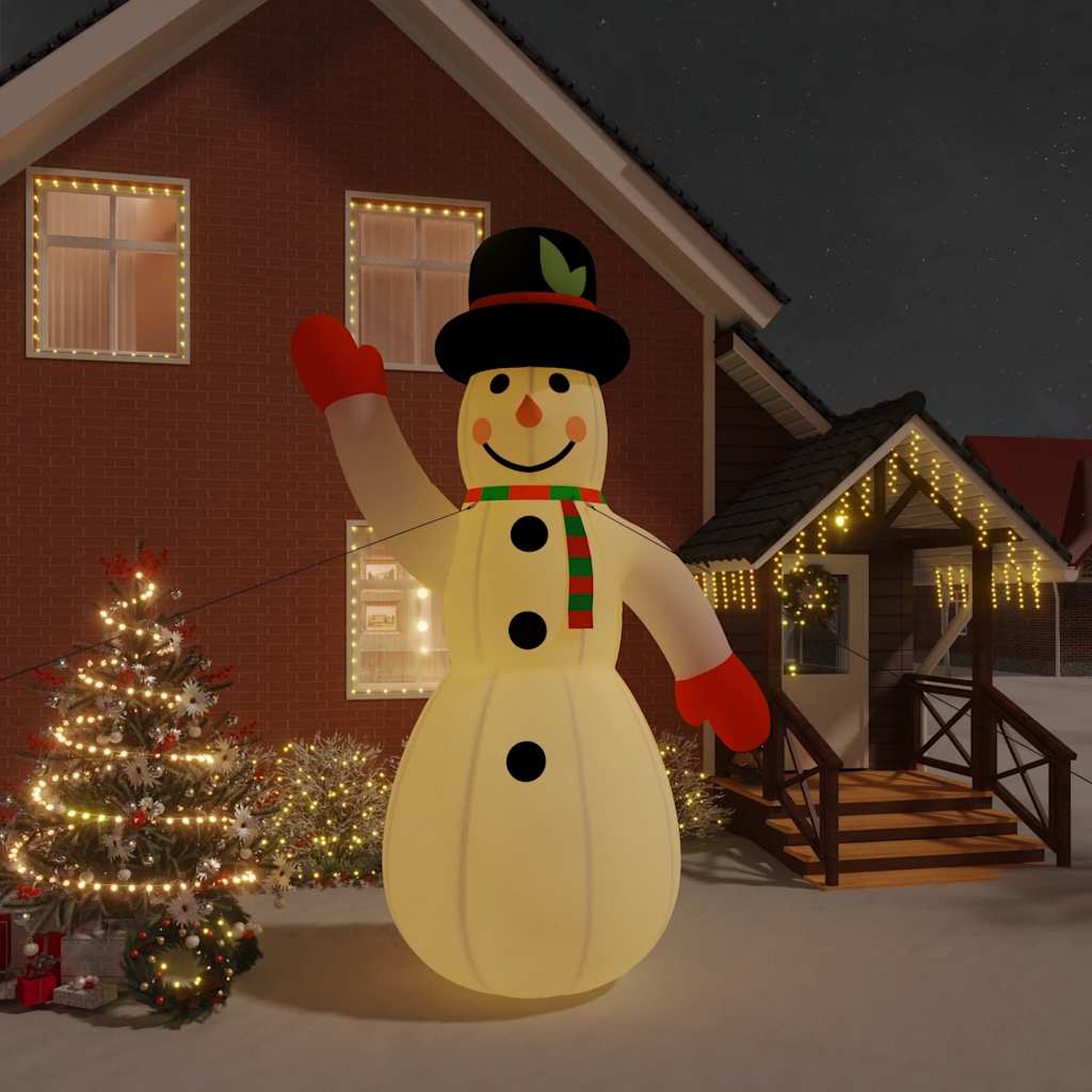 Vidaxl Large Outdoor Christmas Inflatable Snowman With Led Lights, 179.1&quot; Tall – Weather-Resistant Oxford Fabric, Easy Inflation, Festive Yard Decor