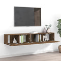 vidaXL 2 Piece TV Cabinet Set Brown Oak Engineered Wood