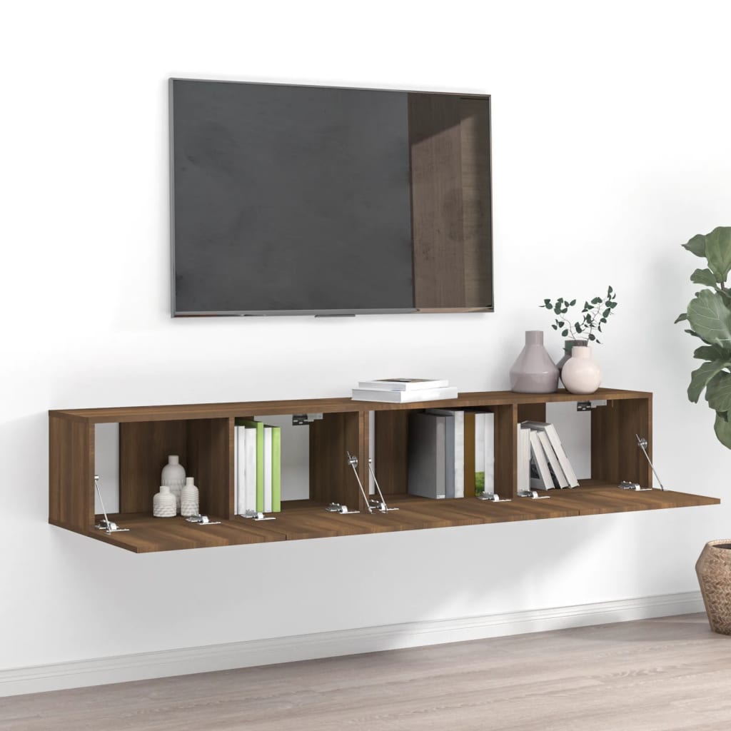 vidaXL 2 Piece TV Cabinet Set Brown Oak Engineered Wood