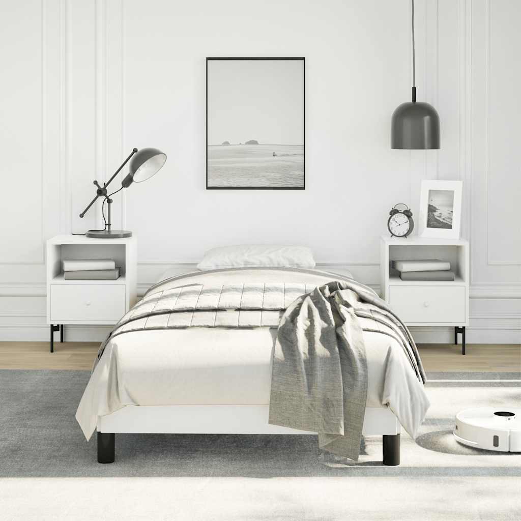 vidaXL Bed Frame White 39.4''x74.8'' Twin Faux Leather