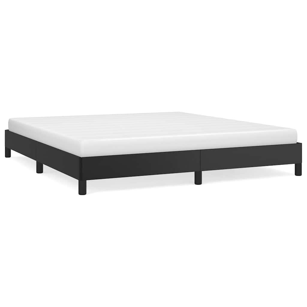 vidaXL King Size Bed Frame with Plywood Slats, Platform Bed Frame, Faux Leather Upholstered Mattress Foundation, No Box Spring Needed & Easy Assembly, Black, Without Mattress
