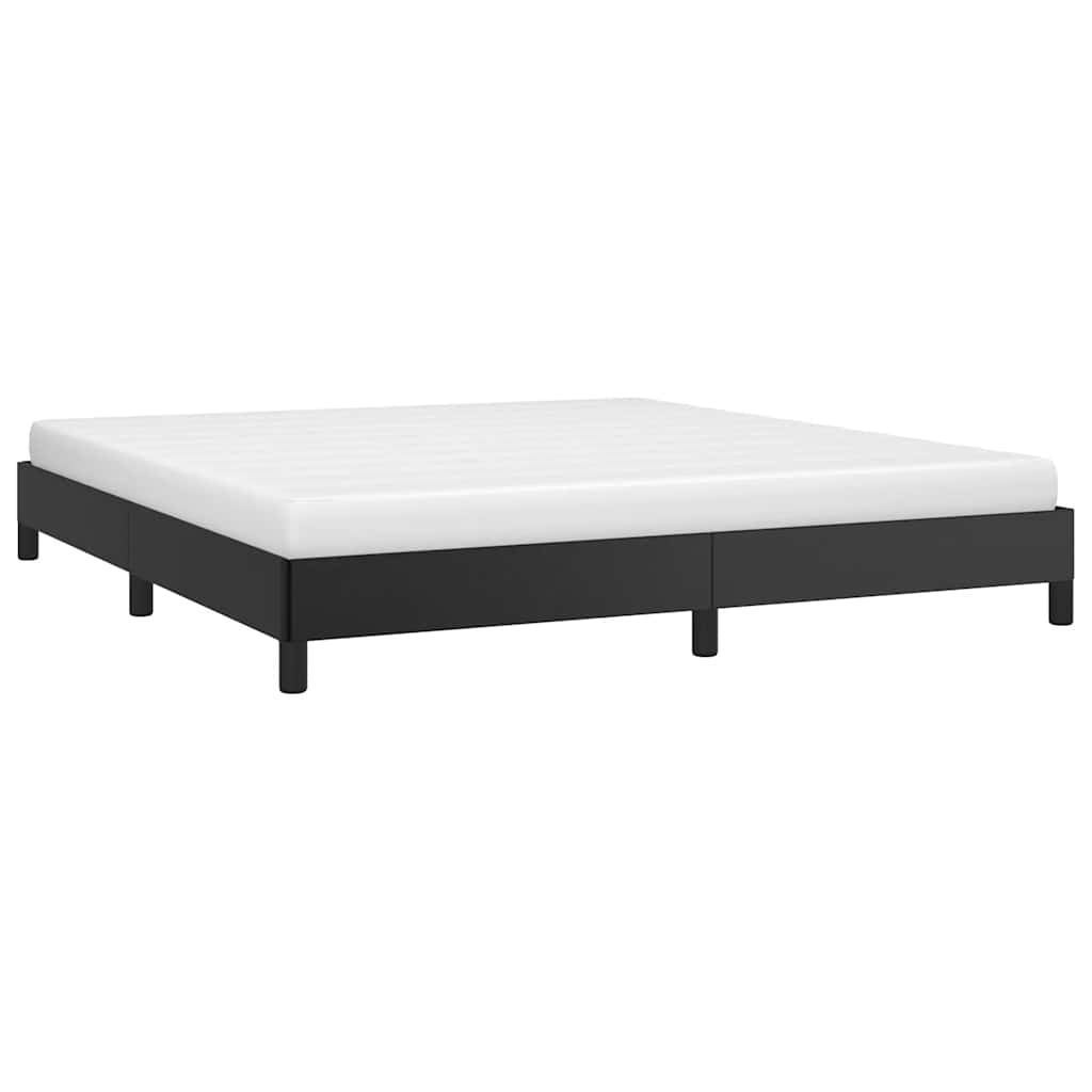 vidaXL King Size Bed Frame with Plywood Slats, Platform Bed Frame, Faux Leather Upholstered Mattress Foundation, No Box Spring Needed & Easy Assembly, Black, Without Mattress