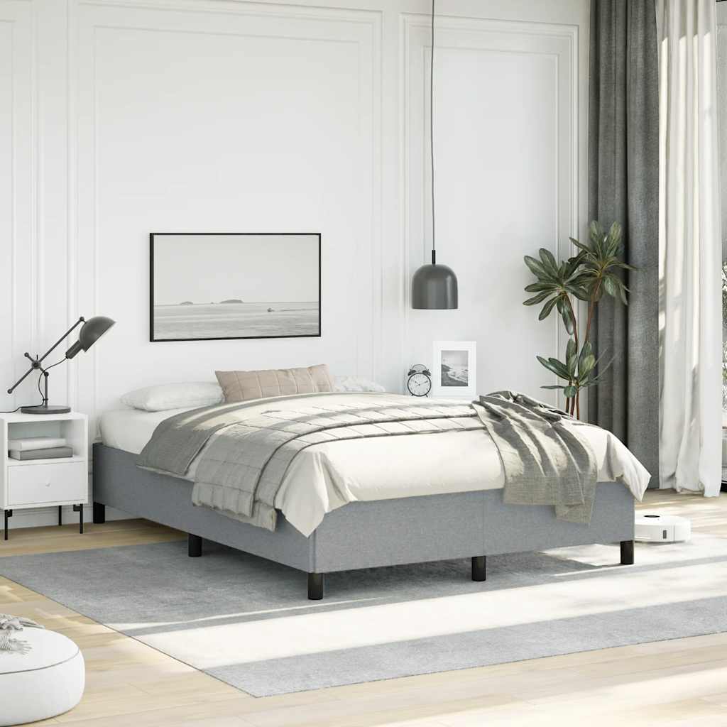 vidaXL Bed Frame Light Gray 53.9''x74.8'' Full Fabric