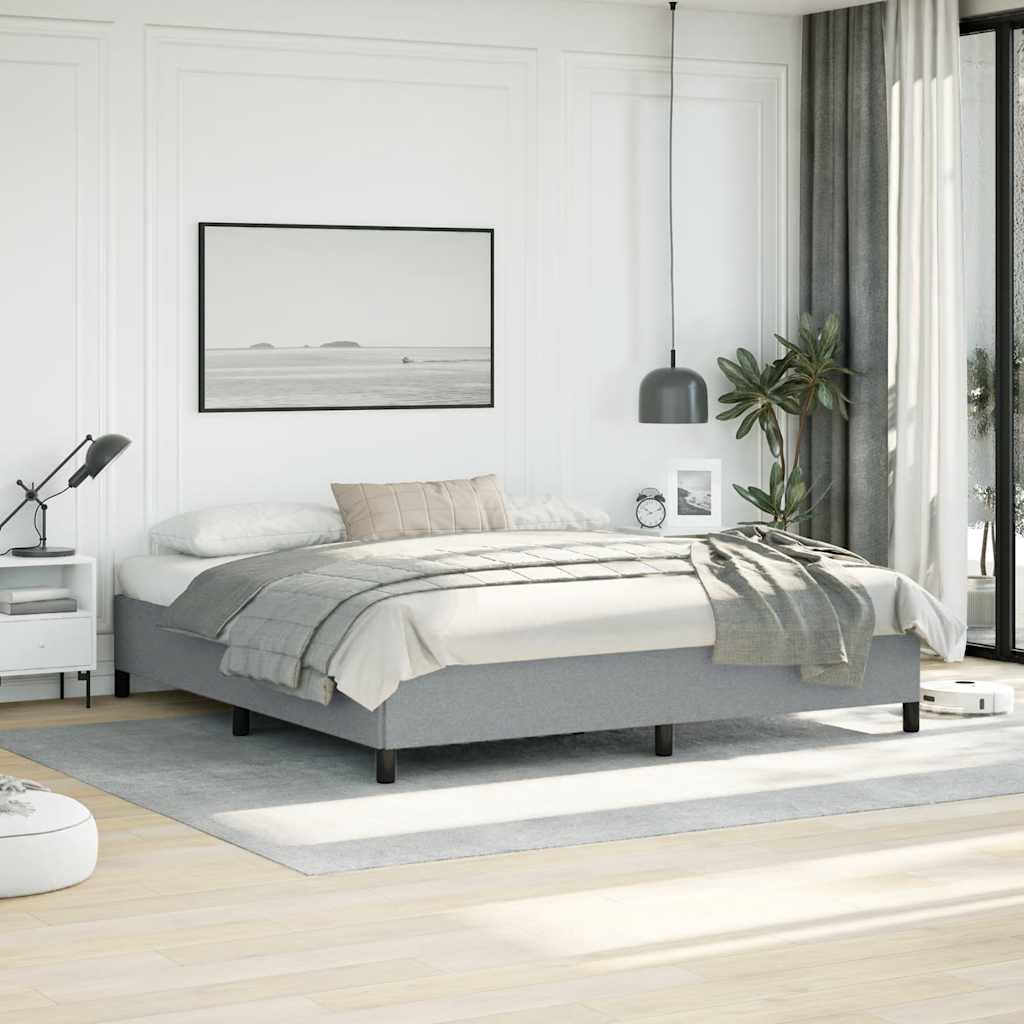 vidaXL Bed Frame Light Gray 76''x79.9'' King Fabric