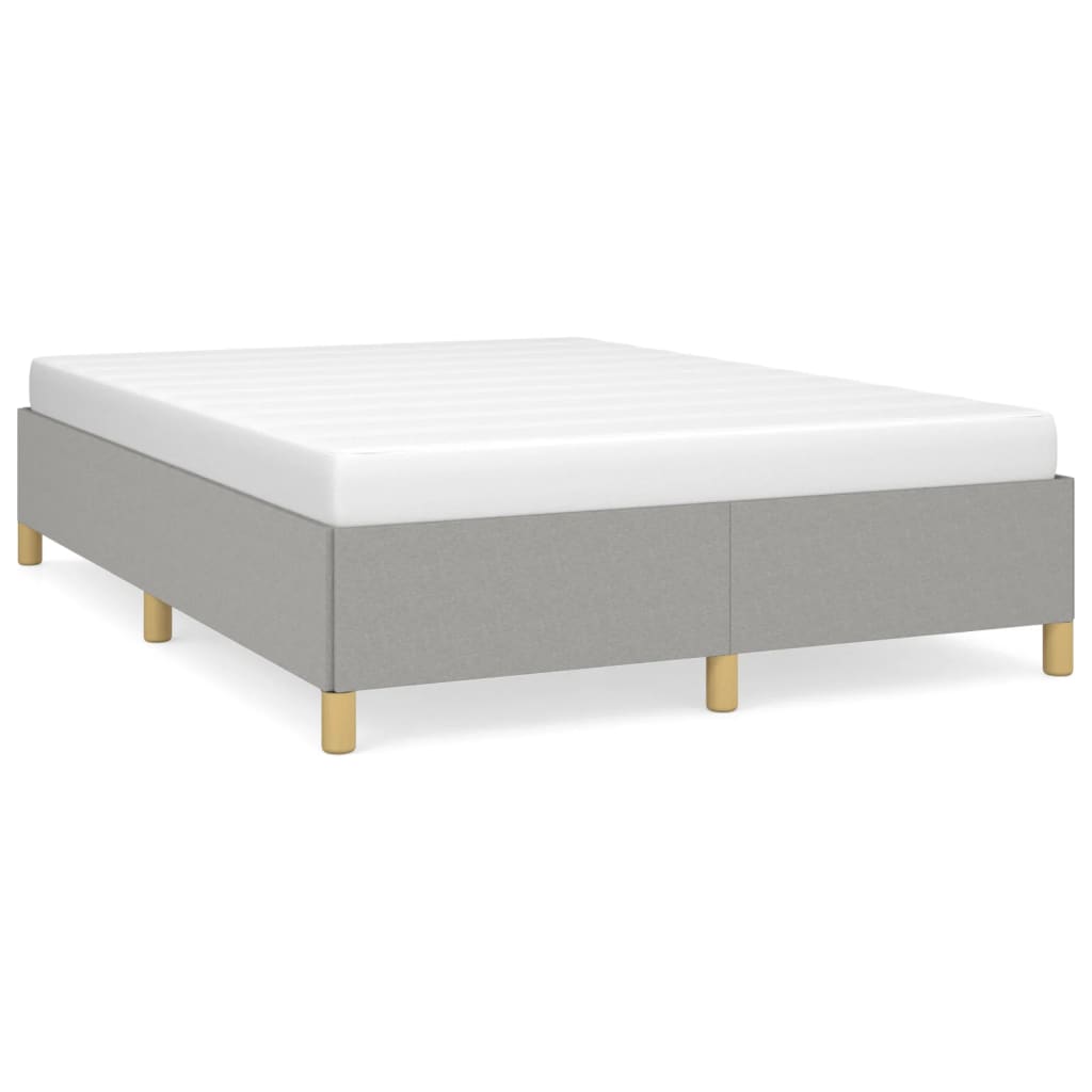 Vidaxl Modern Queen Sized Bed Frame In Light Gray Fabric With Plywood Construction, Comfortable And Stylish For Bedroom Comfort