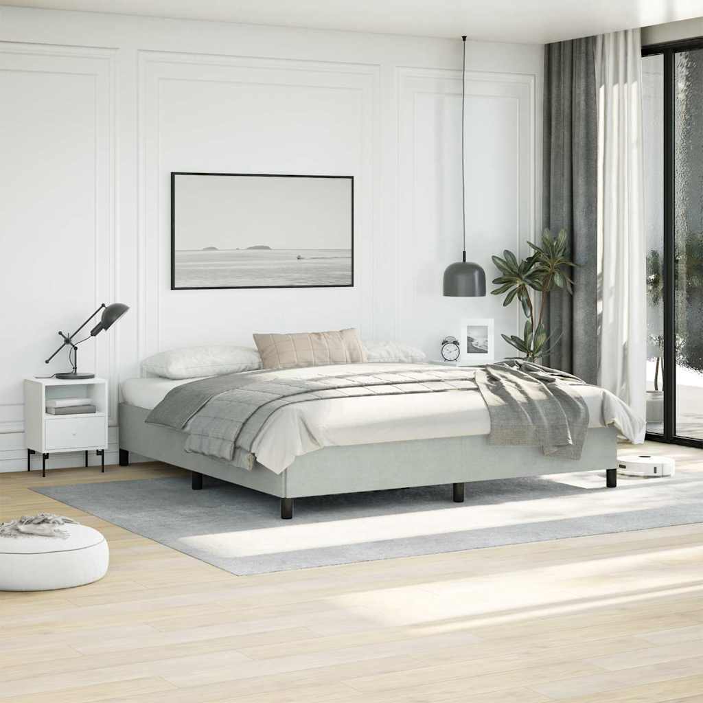 vidaXL Bed Frame Light Gray 76x79.9 King Velvet