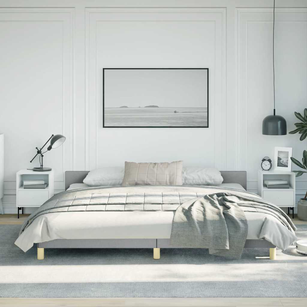 vidaXL Bed Frame with Headboard Light Gray 72x83.9 California King Fabric