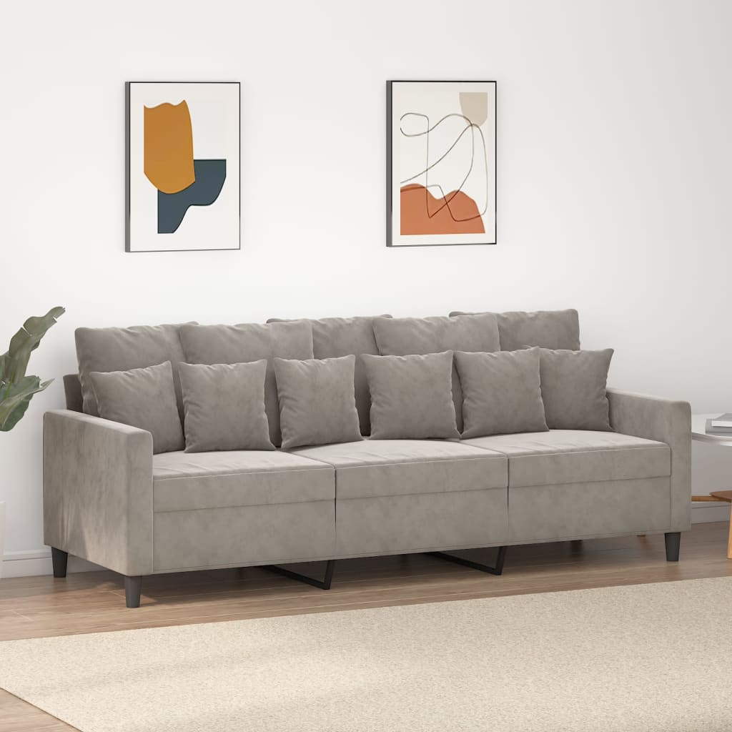 vidaXL 3-Seater Sofa Light Gray 70.9'' Velvet