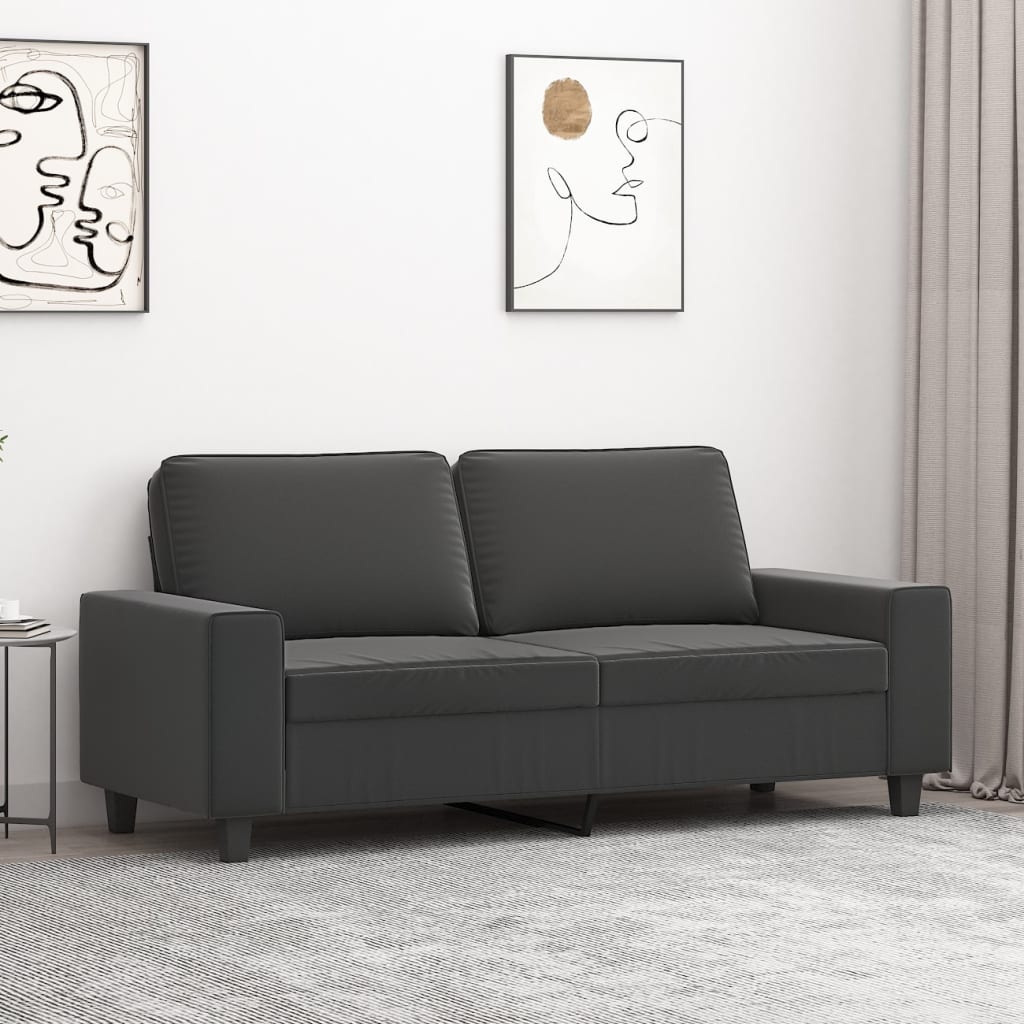 vidaXL 2-Seater Sofa Dark Gray 55.1 Microfiber Fabric