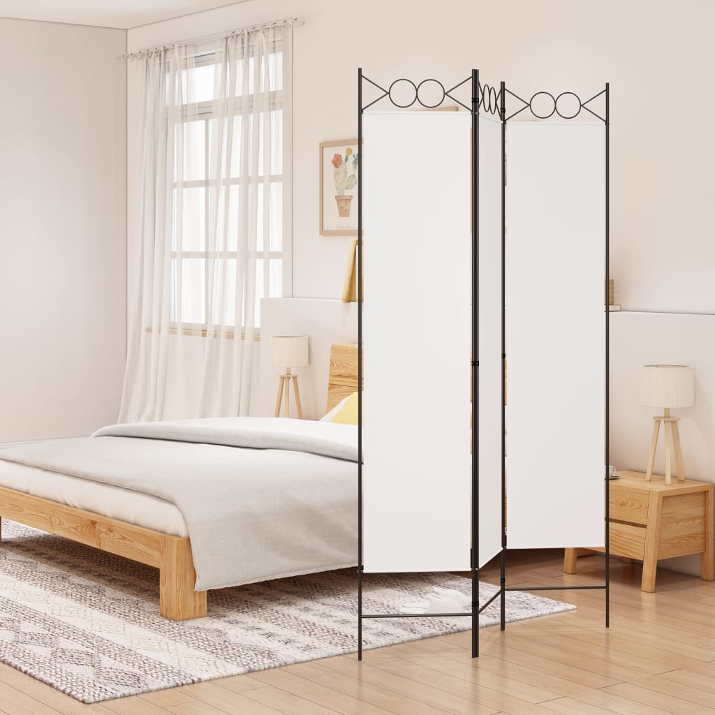 vidaXL 3-Panel Room Divider White 47.2x78.7 Fabric