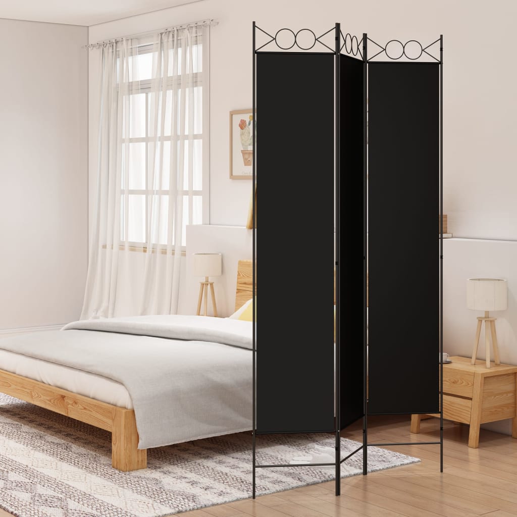vidaXL 3-Panel Room Divider Black 47.2x86.6 Fabric
