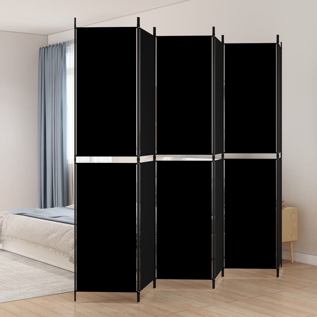 vidaXL 6-Panel Room Divider Black 118.1x86.6 Fabric