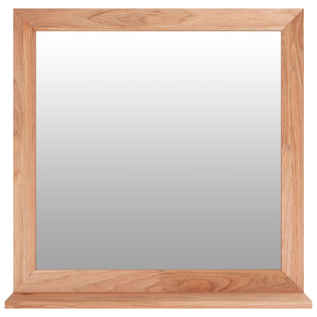 Vidaxl Wall Mirror, 21.7X21.7 Inches, Dense Solid Wood Walnut Frame, Minimalistic Design, Ideal For Small Spaces, Clear Reflection Vanity Mirror