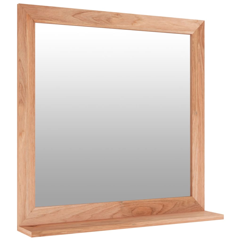 Vidaxl Wall Mirror, 21.7X21.7 Inches, Dense Solid Wood Walnut Frame, Minimalistic Design, Ideal For Small Spaces, Clear Reflection Vanity Mirror